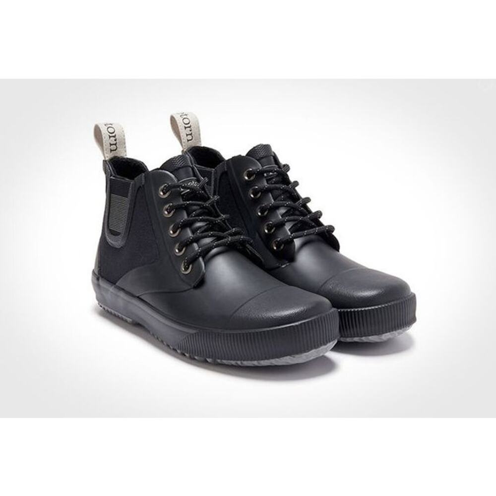 Tretorn Gunnar Rain Boot Waterproof Lace Up‎ Black Gray Mens US 11.5 / EU 45
